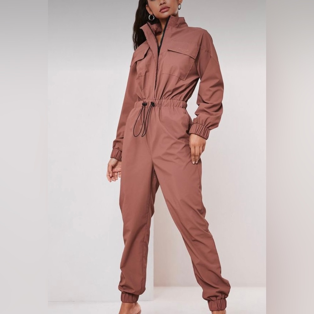 Missguided Mauve Brown Utility Jumpsuit